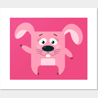 Square Pink Bunny Posters and Art